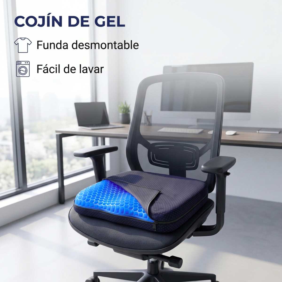 Cojín de gel viscoelástico con forma de panal